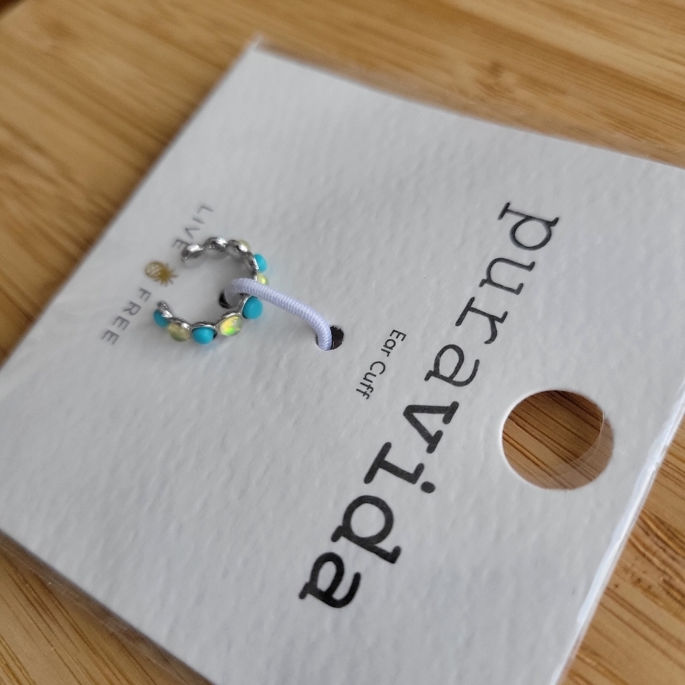 NWT Pura Vida Silver‎ & Turquoise Enamel Ear Cuff